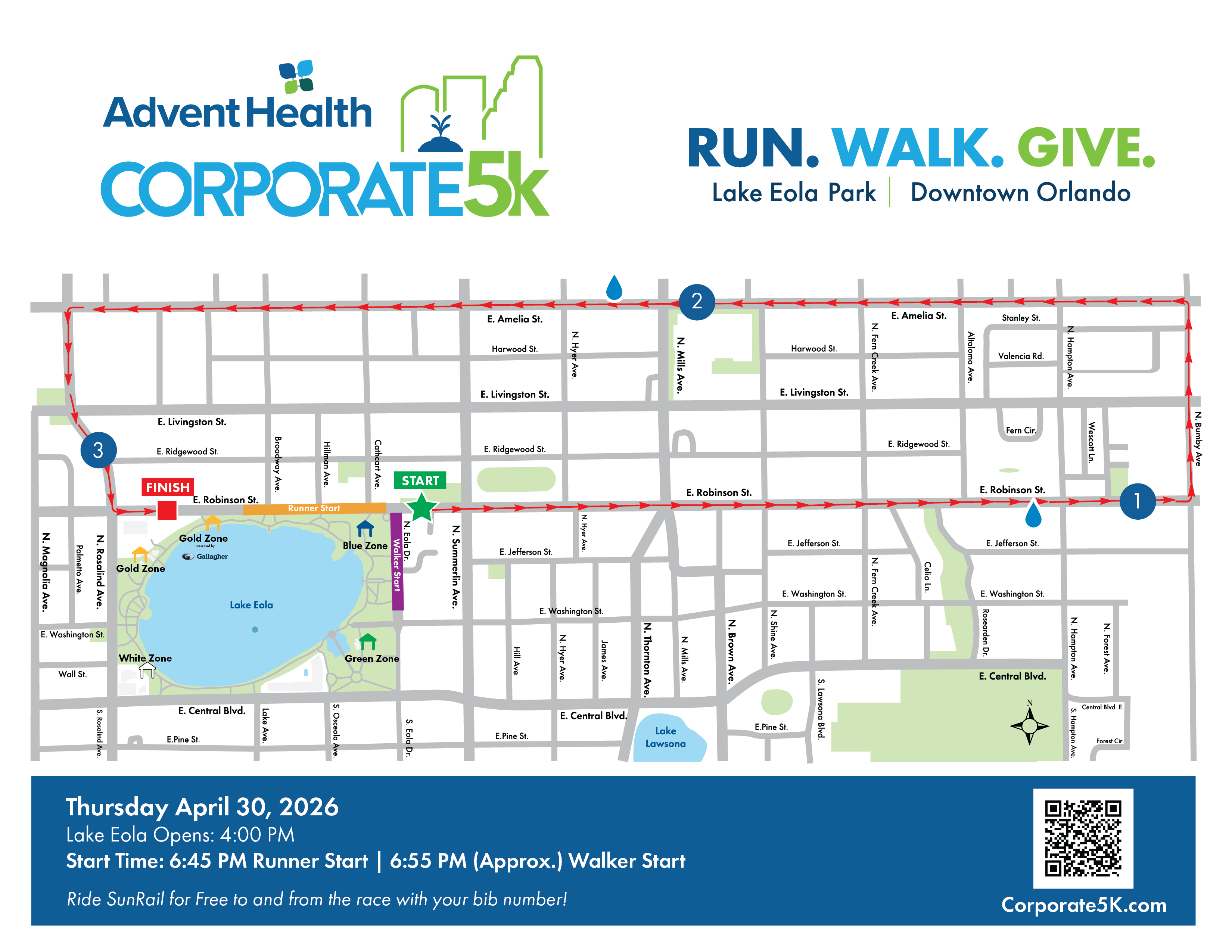 AdventHealth Corporate 5K Course Map