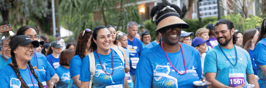 Happy participants running